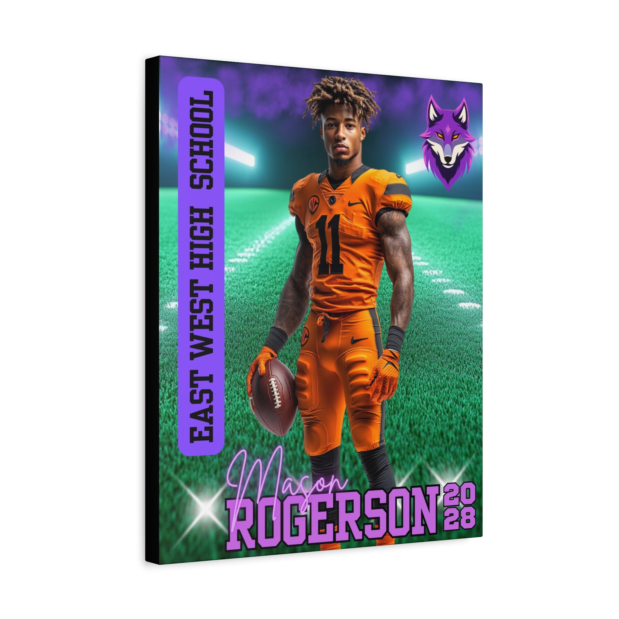 Custom Football Player Canvas – Spotlight Field Edition