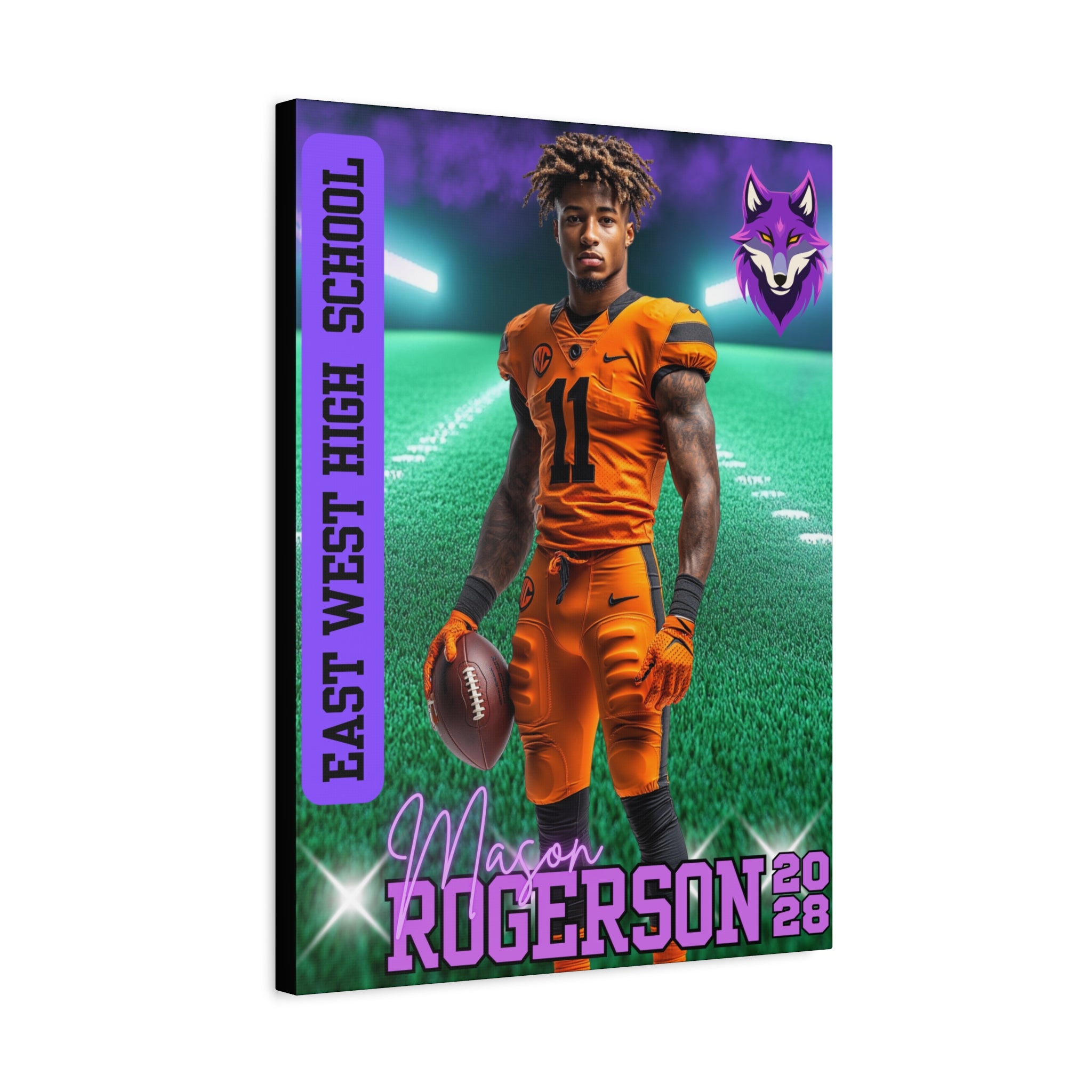Custom Football Player Canvas – Spotlight Field Edition