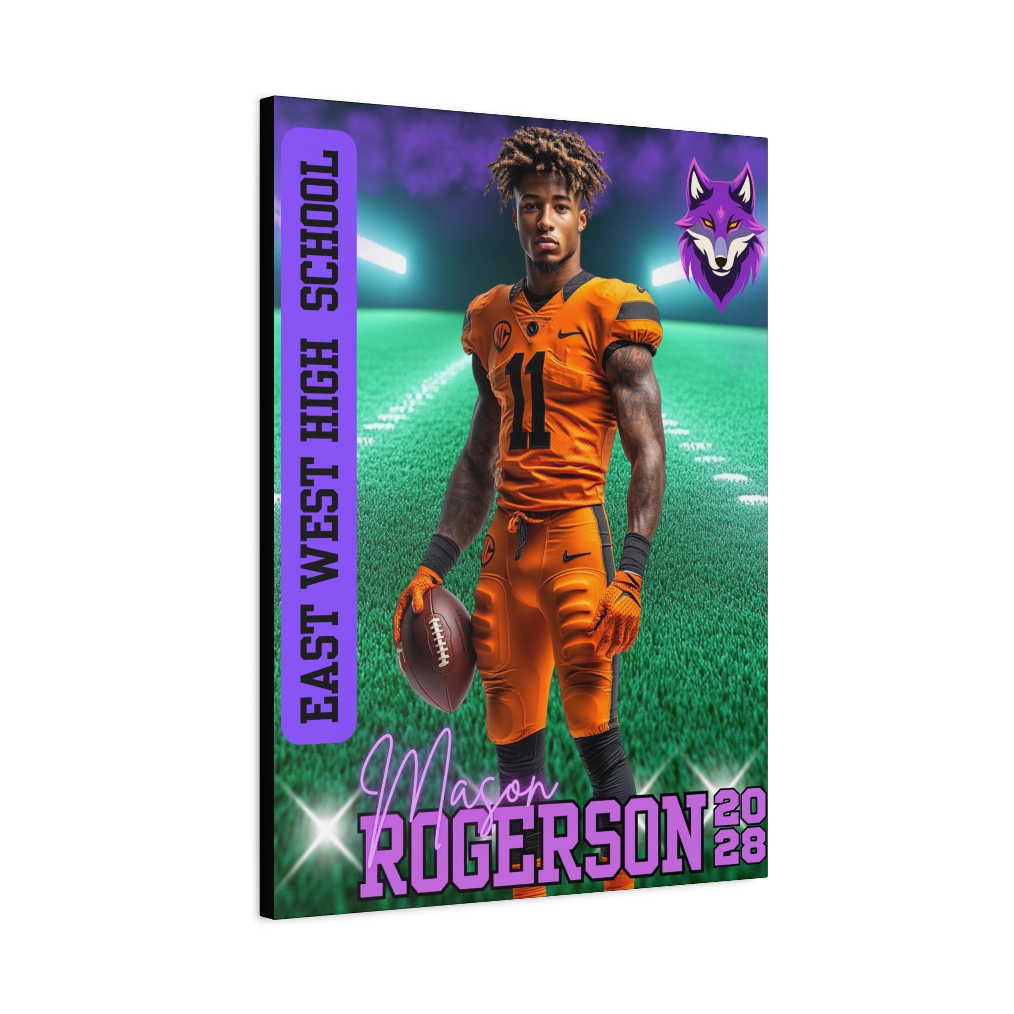 Custom Football Player Canvas – Spotlight Field Edition