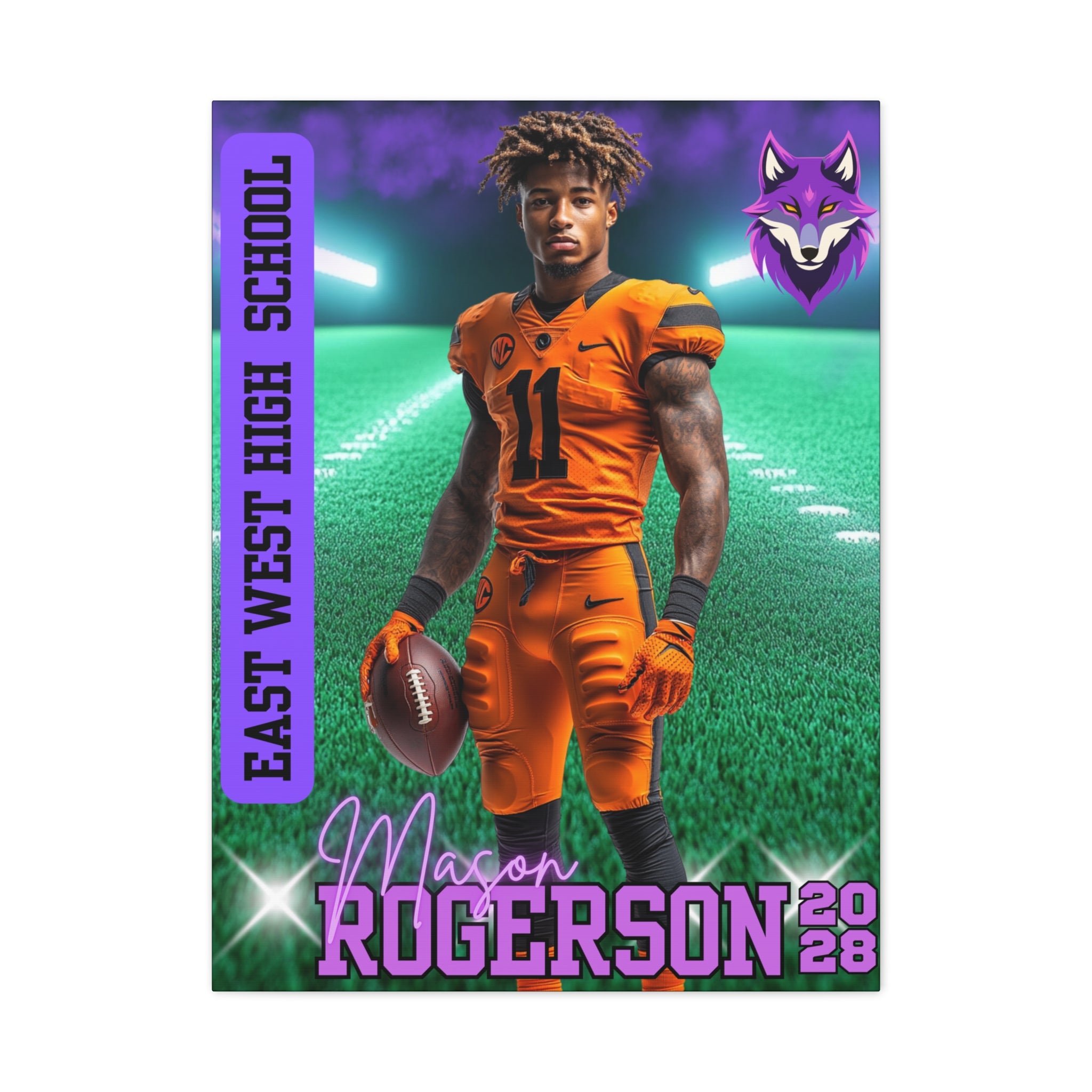 Custom Football Player Canvas – Spotlight Field Edition