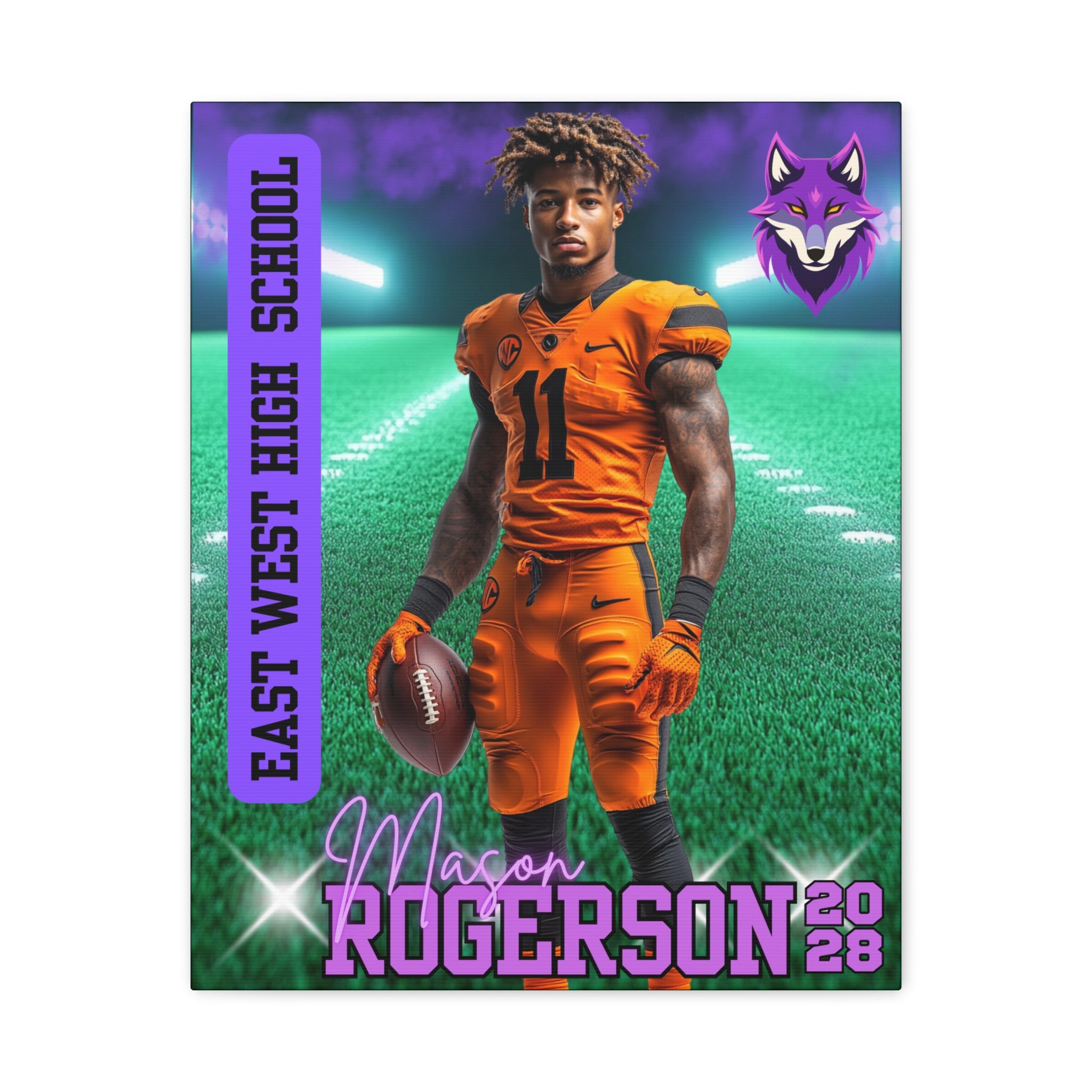 Custom Football Player Canvas – Spotlight Field Edition