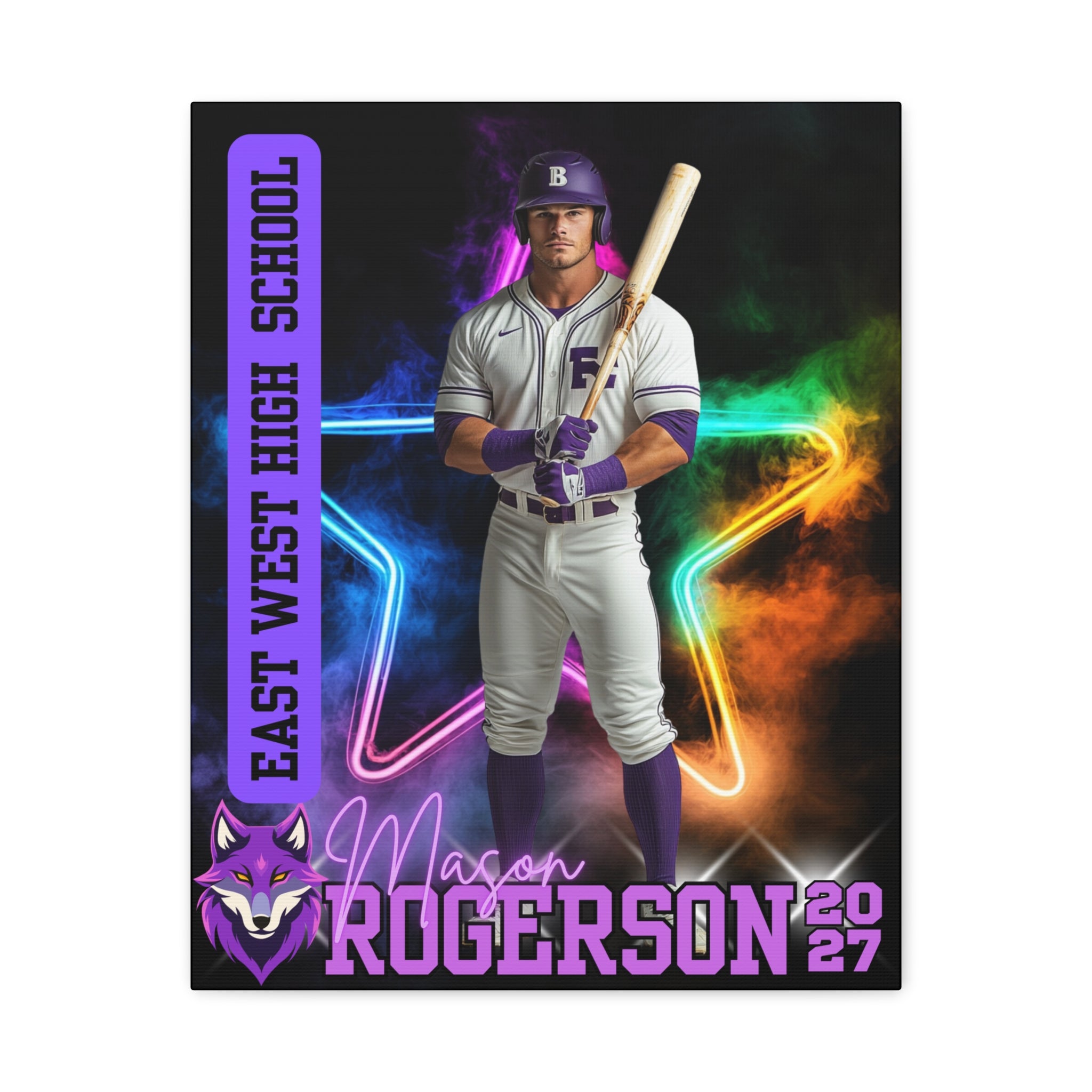 Custom Athlete Canvas – Baseball Edition (Neon Star Series)