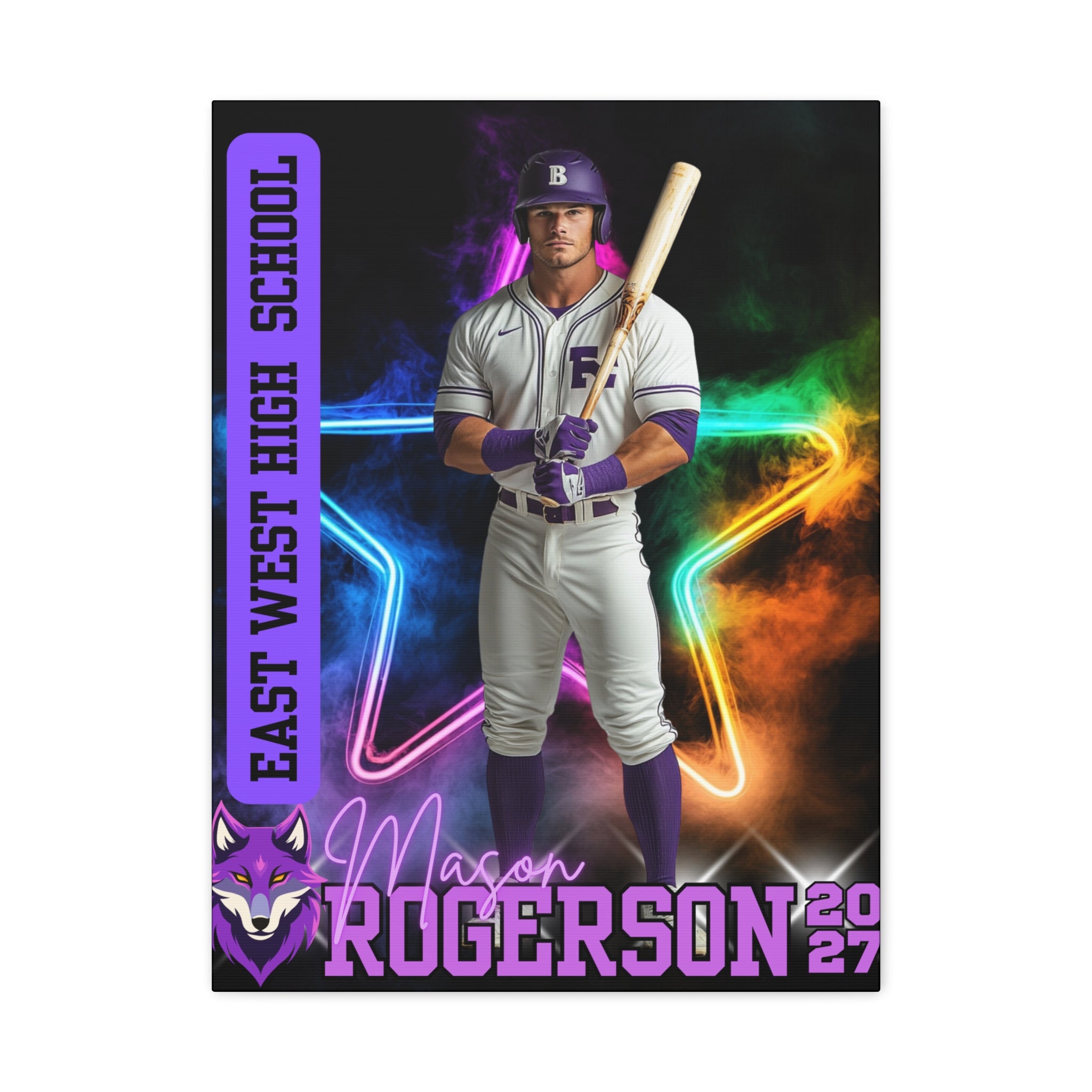 Custom Athlete Canvas – Baseball Edition (Neon Star Series)