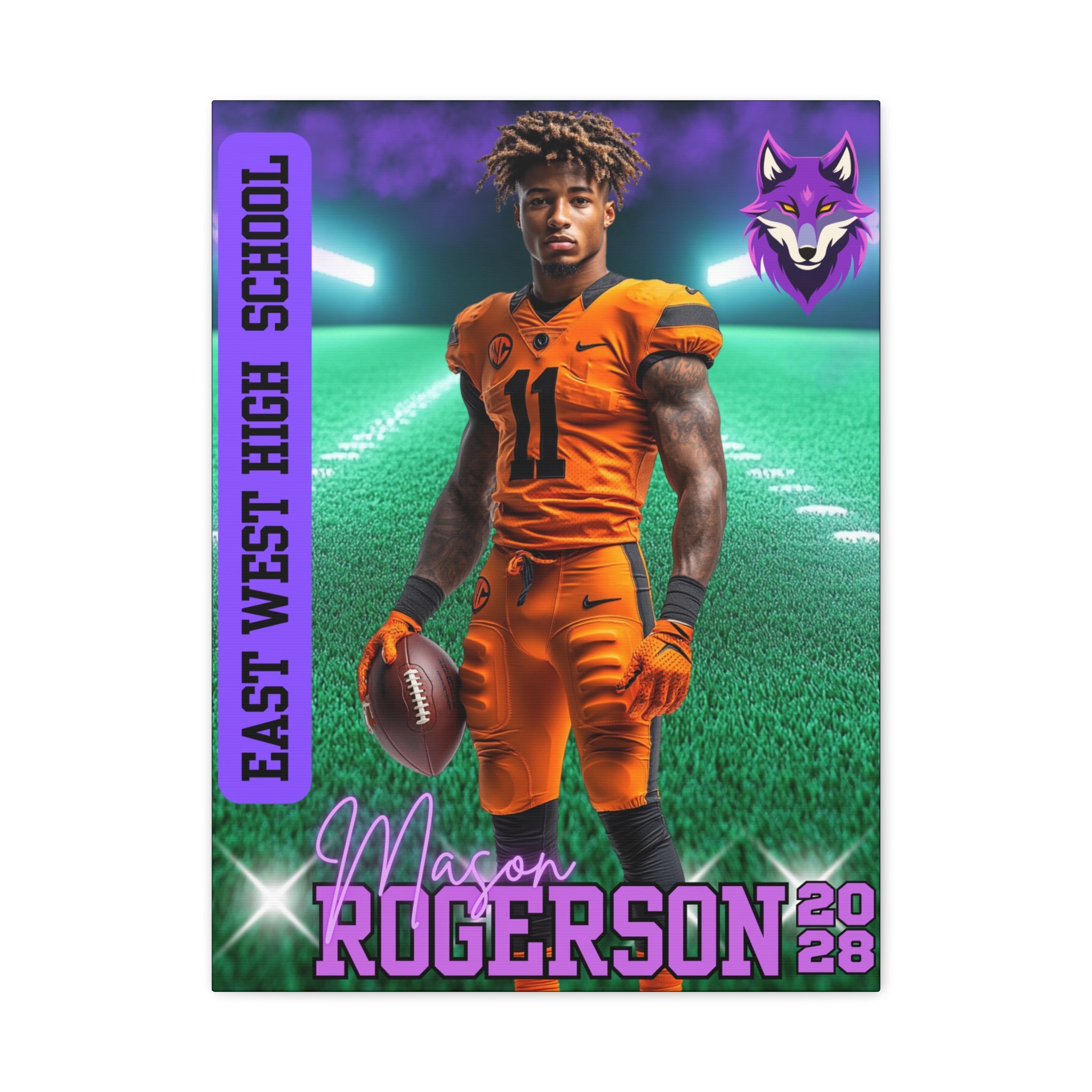 Custom Football Player Canvas – Spotlight Field Edition