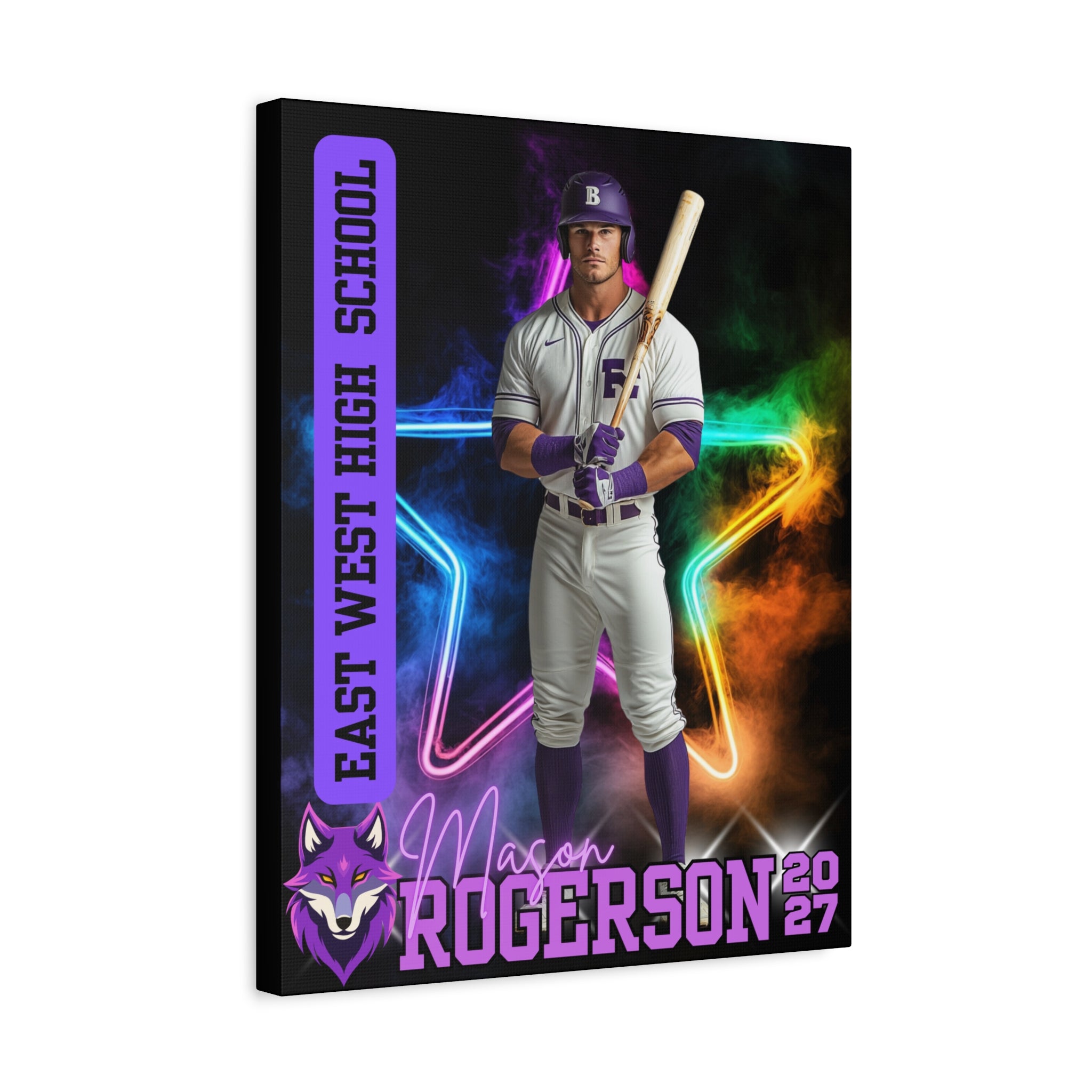 Custom Athlete Canvas – Baseball Edition (Neon Star Series)
